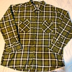 DIXXON Men's Olive and Black Plaid Shirt